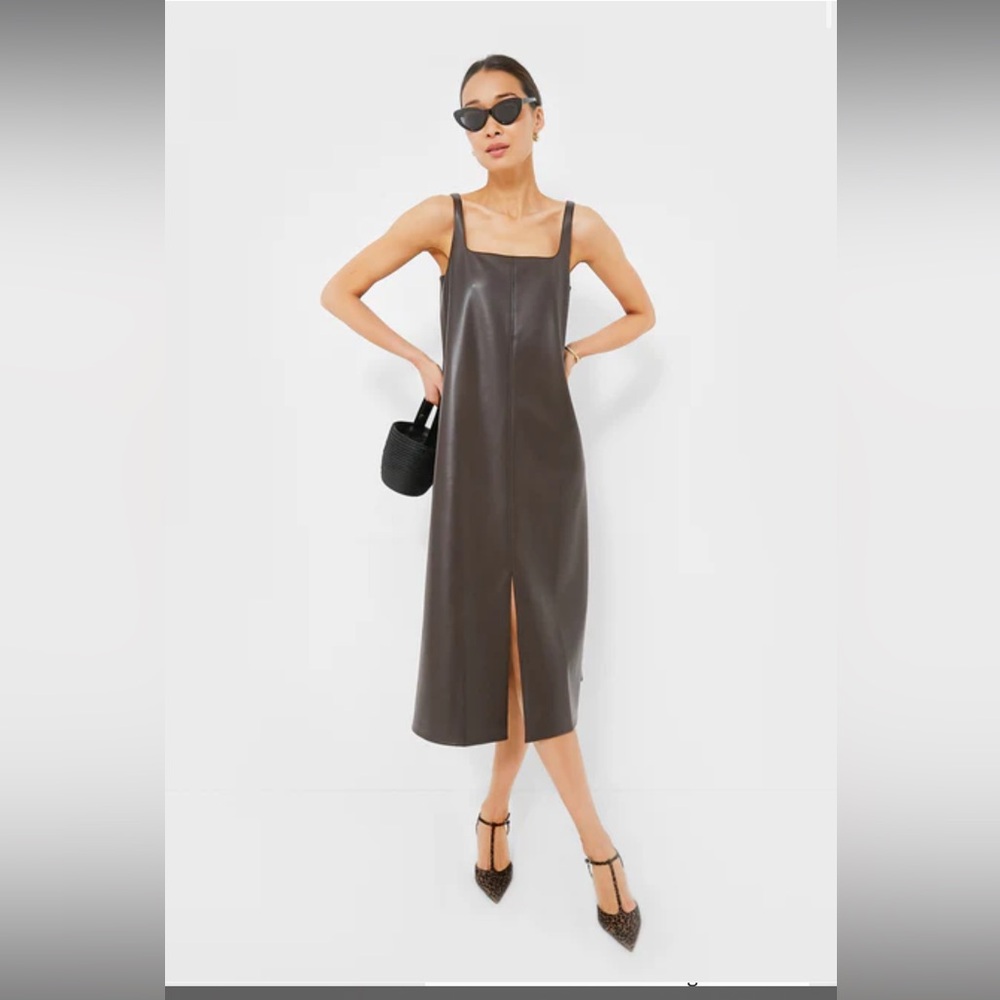 Tuckernuck faux leather chocolate brown dress